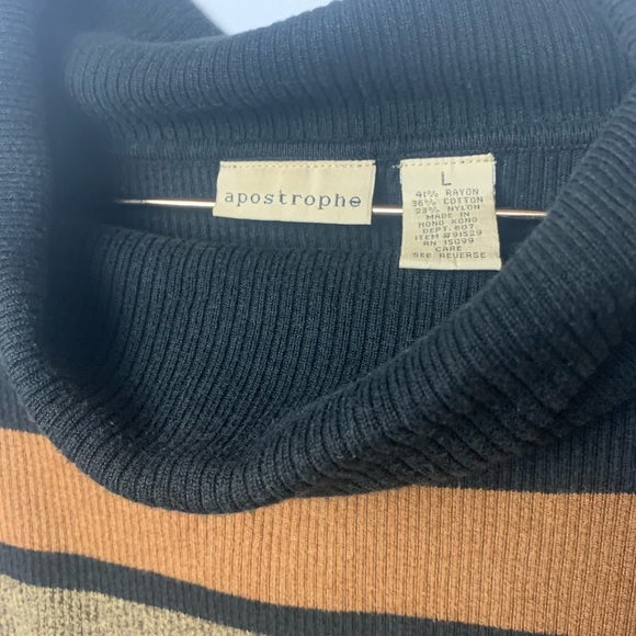 ❌ SOLD ❌ APOSTROPHE Bold Striped Cowl Neck Pullover Sweater - Picture 3 of 4